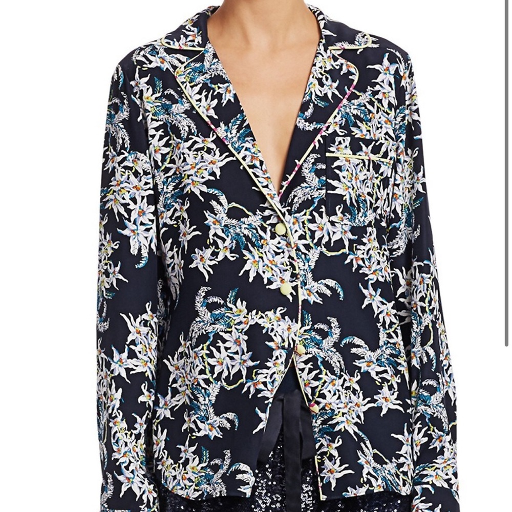 Cinq a Sept Juliet floral print silk top size large